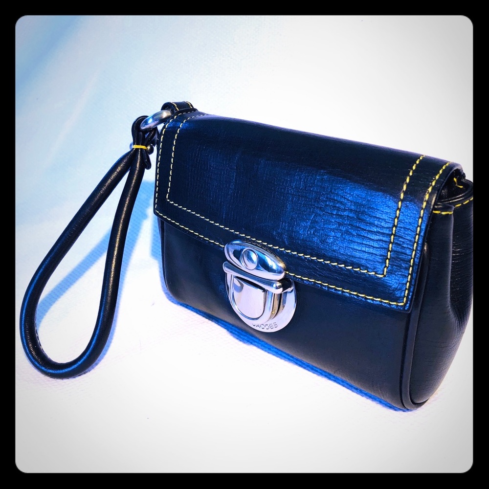 MARC JACOBS black leather clutch.